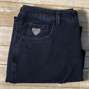 Dream Jeans by Quacker Factory Rhinestone Heart‎ Dark Wash Denim Jeans size 8